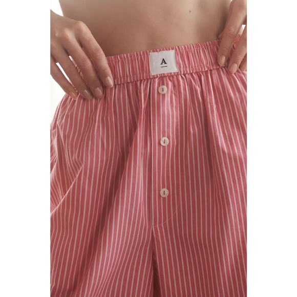 Anthropologie The Wren Boxer Pants Small Petite SP Pink Stripe Wide Leg Lounge - Picture 3 of 13